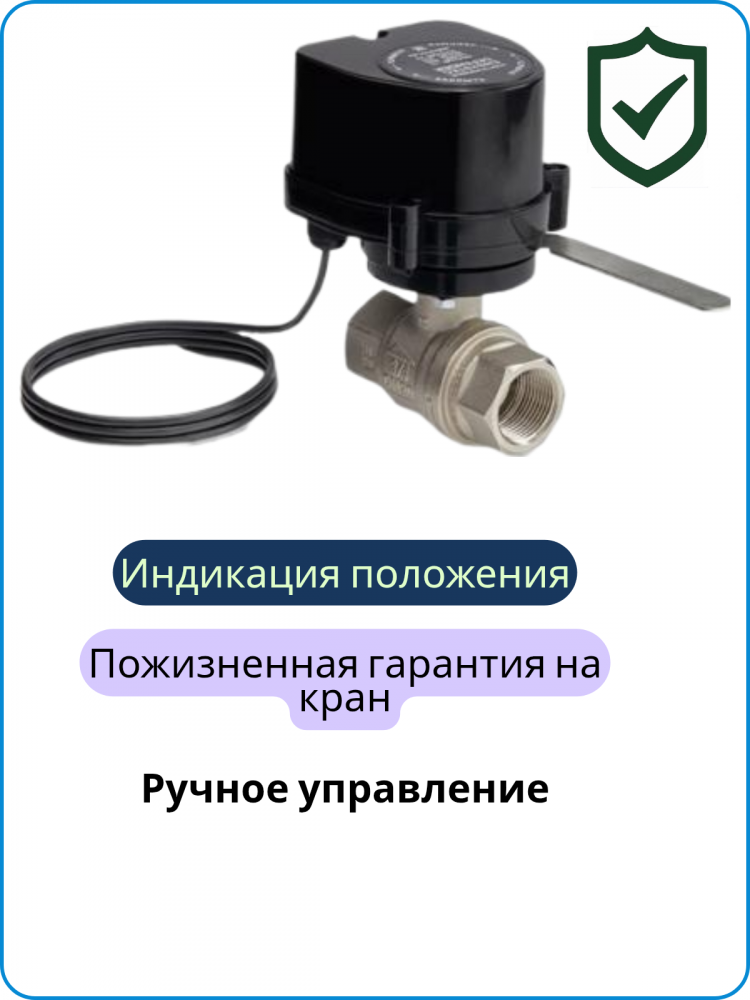 Шаровой кран Bonomi (RuB) 1/2" (ДУ15) с электроприводом Дефендер 220В ЭнСисТек