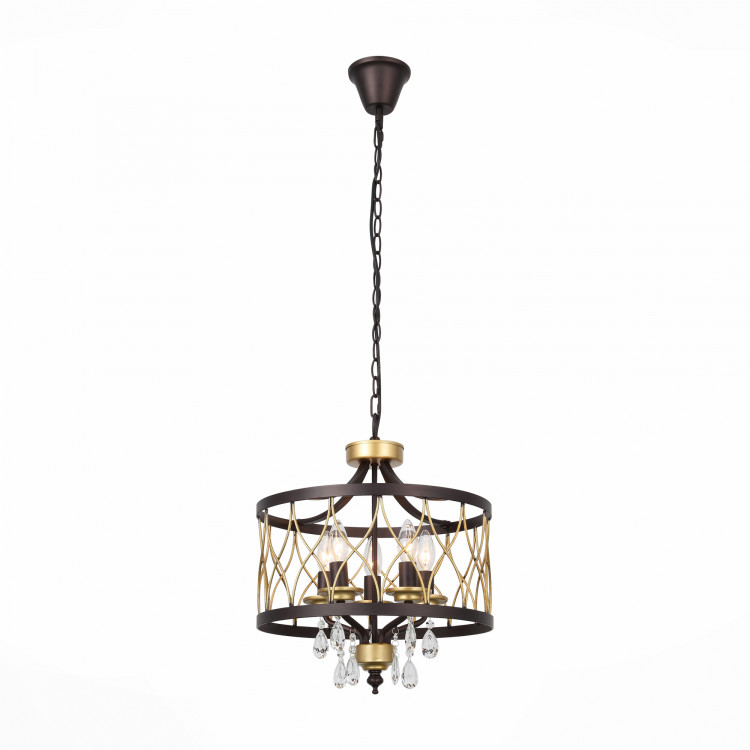 SL789.423.05 Люстра подвесная ST-Luce Темный кофе, Золото/Темный кофе, Золото, Прозрачный E14 5*60W