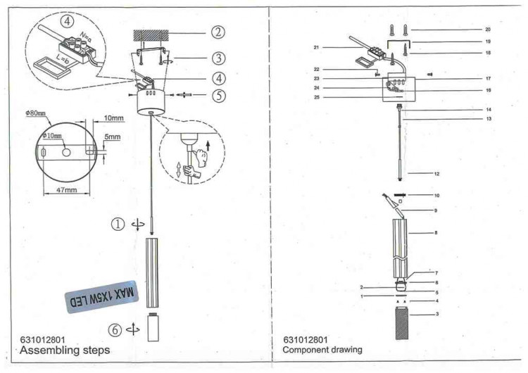 631012801 Ракурс 1*5W LED 220 V люстра