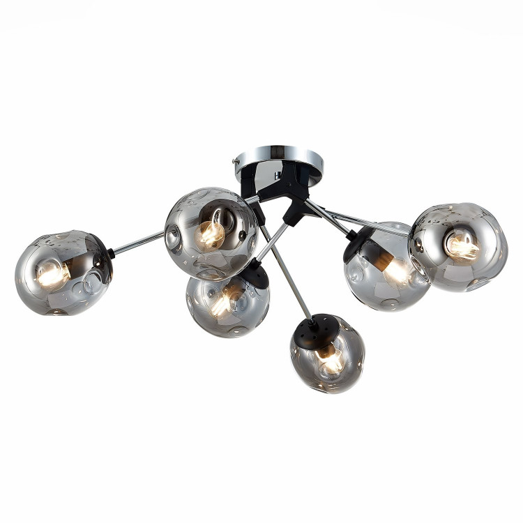SLE106002-06 Светильник потолочный Хром, Черный/Дымчатый E14 6*40W