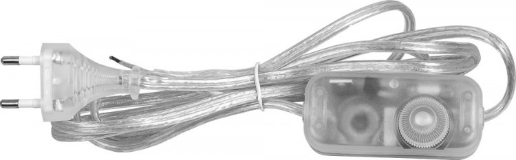 Сетевой шнур с диммером 230V 1,5+0,5м,  прозрачный, DM103-200W