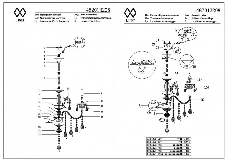 482013208 Селена 8*40W E14 220 V люстра